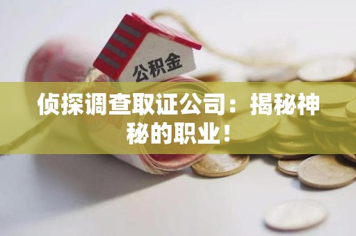 萍乡侦探调查取证公司：揭秘神秘的职业！