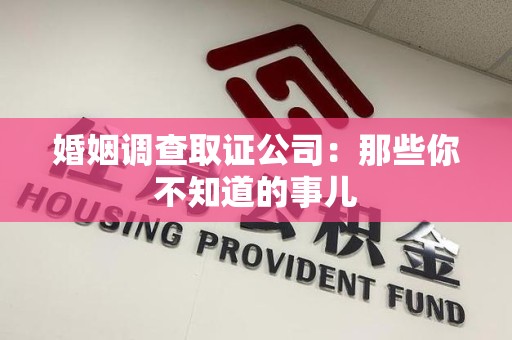 萍乡婚姻调查取证公司：那些你不知道的事儿