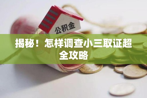 萍乡揭秘！怎样调查小三取证超全攻略