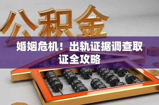 萍乡婚姻危机！出轨证据调查取证全攻略