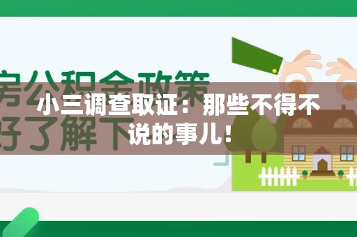 萍乡小三调查取证：那些不得不说的事儿！