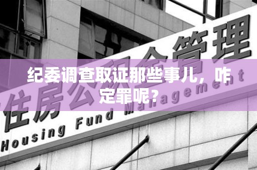 萍乡纪委调查取证那些事儿，咋定罪呢？