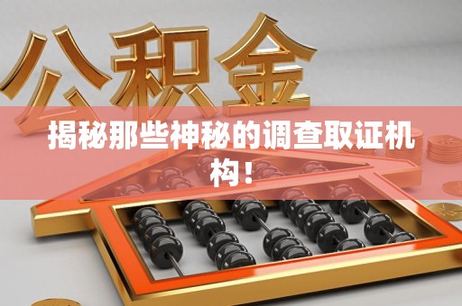 萍乡揭秘那些神秘的调查取证机构！