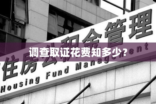 萍乡调查取证花费知多少？