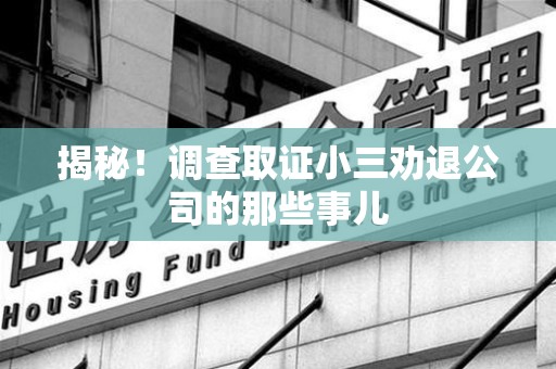 萍乡揭秘！调查取证小三劝退公司的那些事儿