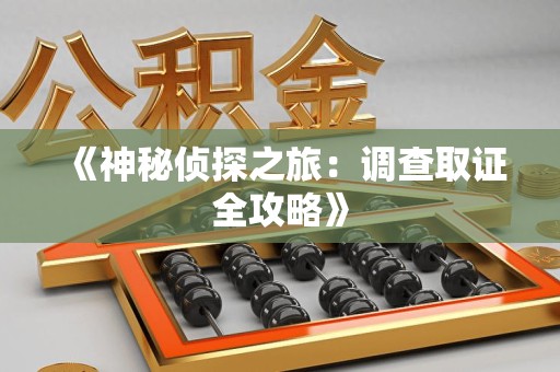 萍乡《神秘侦探之旅：调查取证全攻略》