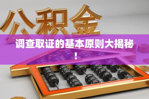 萍乡调查取证的基本原则大揭秘！