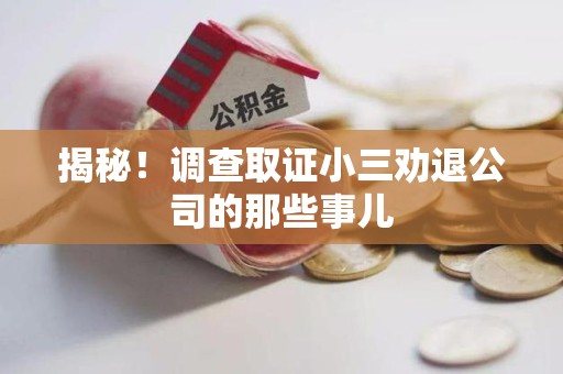 萍乡揭秘！调查取证小三劝退公司的那些事儿